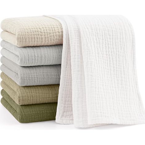 Baby Cotton Swaddle, Breathable for Newborn, Sensitive Skin for Unisex Baby Girls and Boys Cotton Muslin 60 x 60 cm (Grey Green) (1/5)