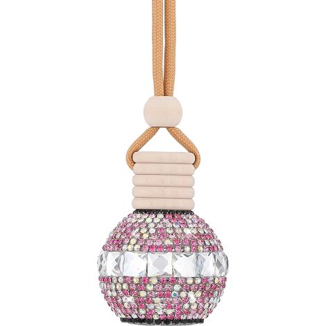 Rétroviseur décoratif Diffuseur d'huiles parfumées pour voiture Désodorisant en verre Strass Pendentif Boule Bouteilles de parfum Miroir Décoration Accessoires pour l'intérieur Sac (1/5)