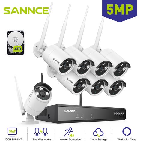 SANNCE 5MP Überwachungskamera Set Aussen WLAN 8×Kamera Smart IR Nachtsicht Fernzugriff Videoüberwachungssets 4TB (1/5)