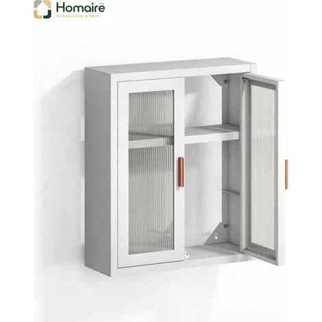 Bibliothèque en métal blanc avec rangement 40 x 14 x 50 cm HOMAIRE (1/5)