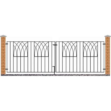 Abbey Modern Double Driveway Gate - Solid Steel - Fits Gap of 2755 mm x 812 mm High - Electro Galvanised/Black Powder Coated