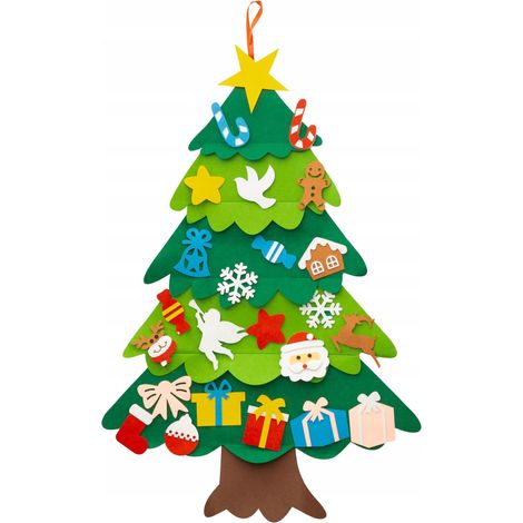 DIY-Weihnachtsbaum-Bastelset aus Filz mit Ornamenten, 71 x 90 cm, 25-teilig, Dalprin