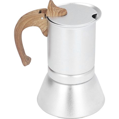 Professionelle italienische Moka-Kaffeemaschine aus versilbertem Metall, 150 ml, ideal für Zuhause und unterwegs. (1/5)