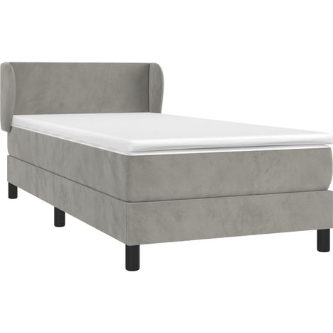 Box Spring Bed with Mattress Light Grey 80x200 cm Velvet vidaXL (1/4)