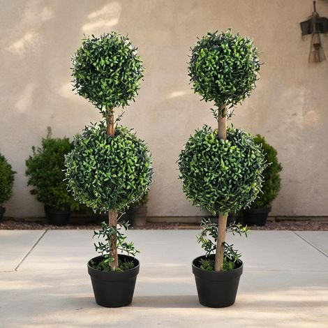 Buis artificiels verts en pot set de 2 91,6 cm UV résistant (1/5)