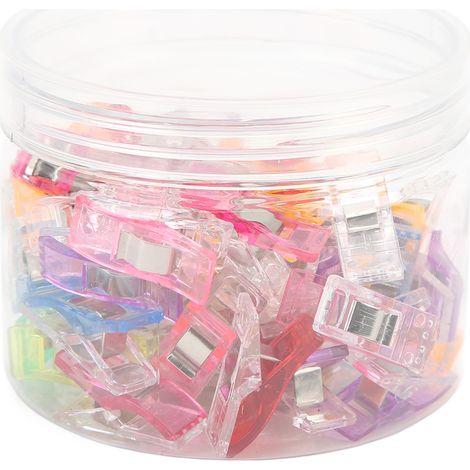 50 pinces à patchwork, en forme de hache, de couleurs assorties, en plastique transparent brillant, pinces à couture pour tissus faits main (1/5)