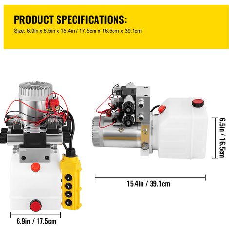 Mophorn Hydraulikpumpe, doppeltwirkendes Aggregat, 12V DC, Doppelmagnet-Hydraulikaggregat, 4,5L Behälter, für Kippanhänger und Autohebevorrichtungen