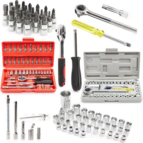 Set di chiavi a bussola da 40 pezzi + set di chiavi a bussola da 1/4" da 46 pezzi