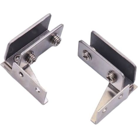 Charnières pour portes vitrées, adaptées aux armoires, vitrines, penderies - charnières en acier inoxydable - adaptées au verre de 5 à 8 mm d'épaisseur (argent). (1/5)