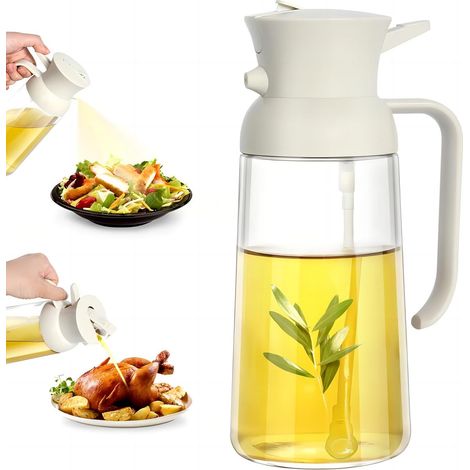 Pulvérisateur d'huile d'olive 2 en 1 pour cuisine – Flacon pulvérisateur d'huile d'olive de 550 ml – Brumisateur d'huile d'olive de qualité alimentaire pour friteuse à air, salade, (1/5)