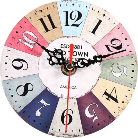 1 Pièce - Horloge Murale Artistique Créative Style Européen Rond Antique en MDF - Décoration pour Maison ou Bureau (1/4)