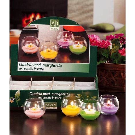 CANDELA MARGHERITA D.7XH5CM IN 4 COLORI DIVERSI