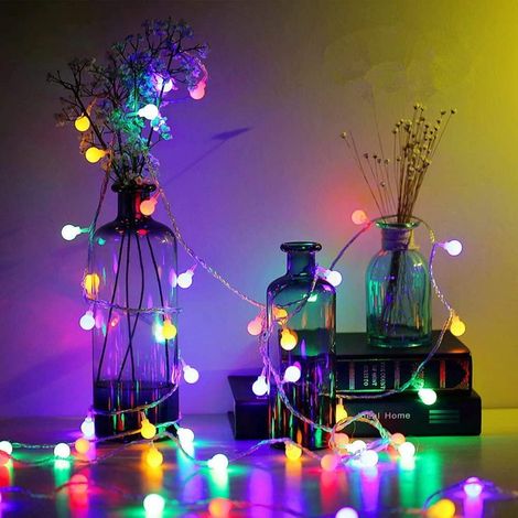 Guirlande Lumineuse Boule - 80 LED - 10 M - Alimentation Piles - Étanche - Pour Extérieur Jardin Terrasse Mariage Décoration (1/5)