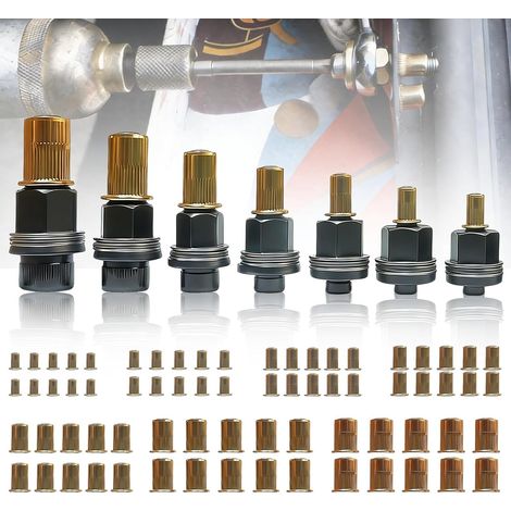 357 pièces Écrous à Tête de Rivet à Main, Outil de Rivetage Manuel pour Rivets M3 M4 M5 M6 M8 M10 M12, Contient 350 Noix Chacune (1/5)