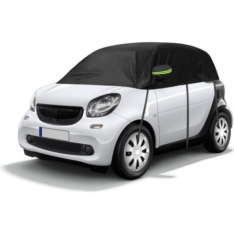 Halbgarage Autoabdeckung Wasserdicht für Smart Fortwo 2006+, Atmungsaktiv, Reflektierend, Schwarz (1/5)