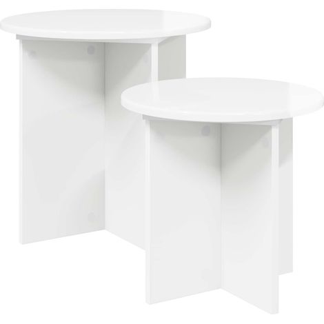 Beistelltisch-Set 2 pcs Hochglanz Weiß Holzwerkstoff vidaXL