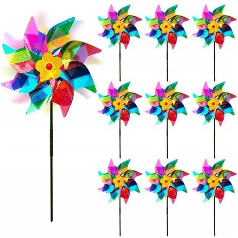 10 Pièces Moulin à Vent Réfléchissant Anti-Oiseaux Effaroucheur Répulsif Jardin Décoratif (1/4)
