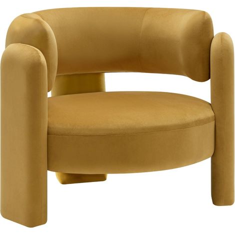 sweeek - Dreibeiniger Sessel aus Samt, Polyester, Senfgelb