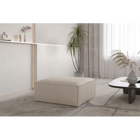 Polsterhocker Designerhocker CELES PREMIUM 105x105 cm in Stoff Scala Hellbeige (1/3)