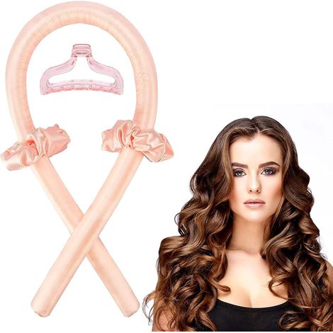 Bandeau de bigoudis sans chaleur, bigoudis pour cheveux longs, rouleaux de sommeil en ruban de soie doux pour des ondulations parfaites (1/5)