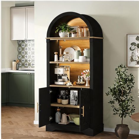Buffet coloris noir en MDF 76,2 x 40 x 180 cm (1/5)