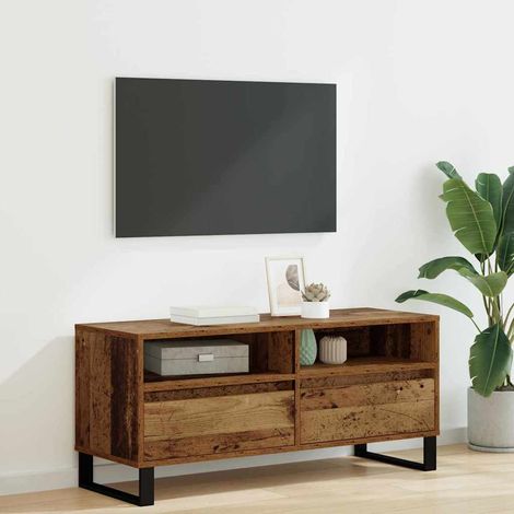 TV-Schränk Altholz 100 x 34,5 x 44,5 cm Verbundholz und Eisen