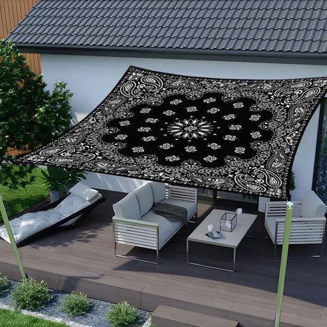 Voile d'ombrage imperméable, motif mandala 3D, protection UV à 95 %, voile d'ombrage rectangulaire, store de jardin extérieur (1,8 x 1,8) (1/5)