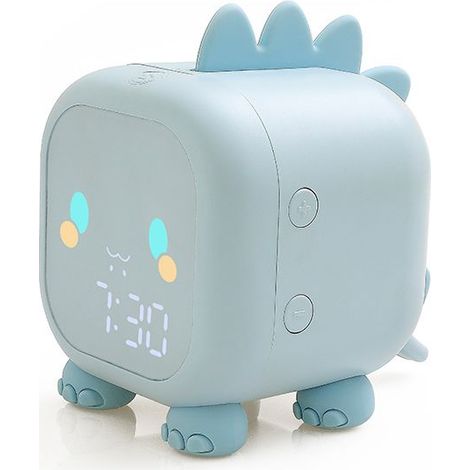 Réveil Mignon Enfant, Multifonctionnelle Réglable Veilleuse Compte à rebours Répétition Commande Rechargeable, Cadeau pour Enfants (Bleu) (1/5)
