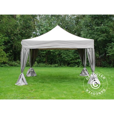 Faltzelt Faltpavillon Wasserdicht FleXtents PRO Steel 4x4m Latte, mit 4 Gardinen (1/5)