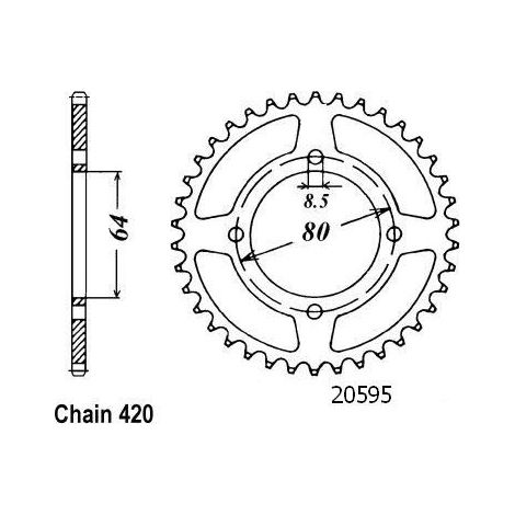 Couronne Acier TT Yamaha - 420 - 32 Dents - Similaire JTR834 - Made in Germany