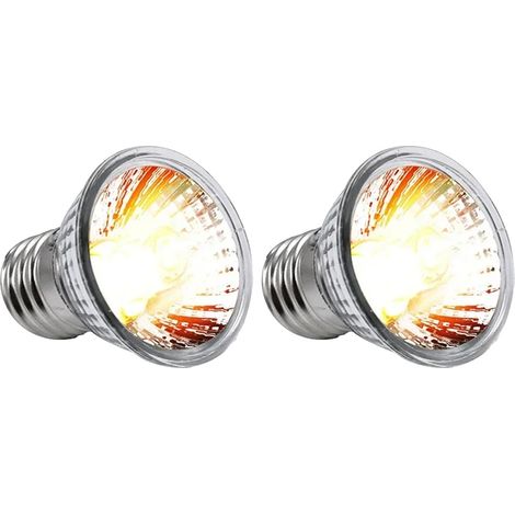 Lámpara calefactora para reptiles, luz UVB, bajo consumo, 50W (2 unidades) (1/2)