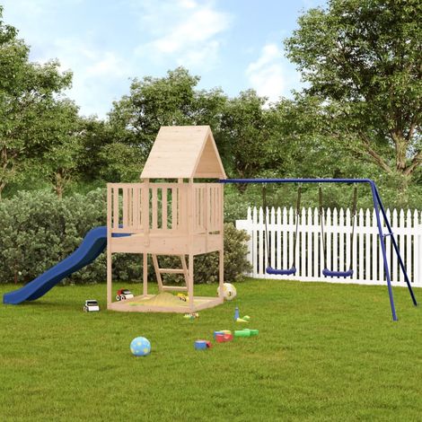 Aire de Jeux d'extérieur, Maison enfant exterieur, Maisonnette de jeu bois de pin massif LKOWF97650 (1/5)