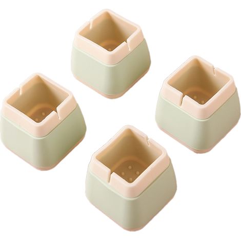 Protège Pieds Chaise - Coussinets Silicone Antidérapants - Protection Sol Meubles Maison - Carré Vert Clair - Lot De 4 (1/5)