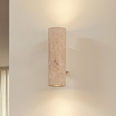 [GEBRAUCHT] B-Ware Lucande Wandleuchte Leuchte Beige Naturfarbend Tavira travertin Stein Up Down (1/2)