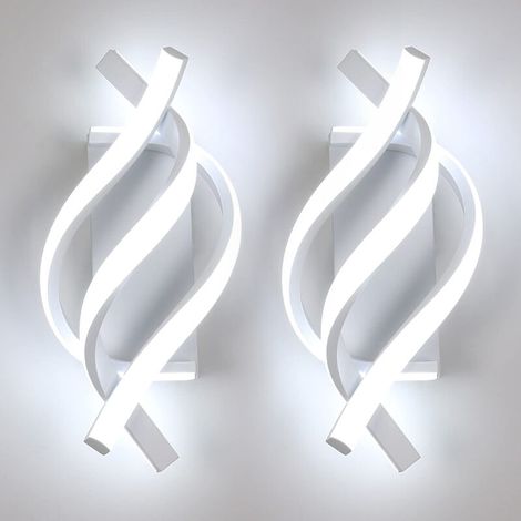 Lot de 2 appliques murales LED, lampe de chevet LED en aluminium, lumière blanche 6000K (blanc) (1/5)