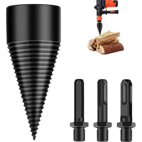 42 mm Fendeuse à bois, cône à bois, cône de forage, fendeur de bois avec 3 poignées de perçage (1/5)