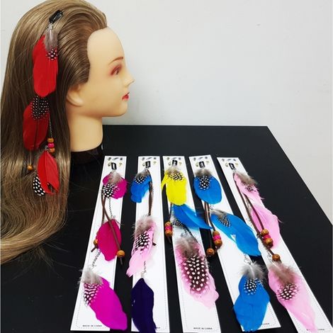 TrAdE Shop Traesio - Piuma Fascia Clip Extension Lunga 30cm Per Capelli Ferma Coda Codino Accessori -