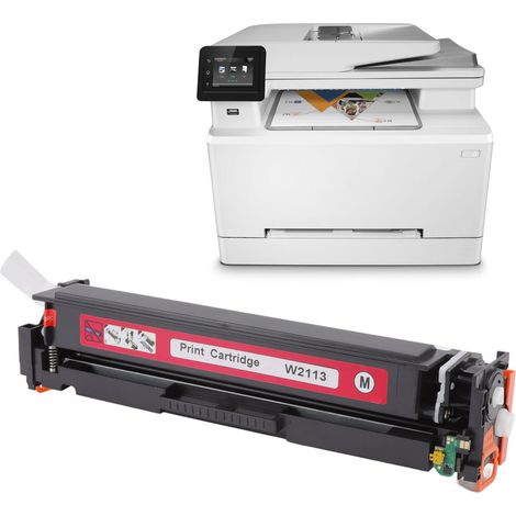 Cartouche de toner avec puce de poudre ABS, facile à recharger, compatible HP M283fdw, 1200 pages, pour W2113A, rouge, 30 g (1/5)
