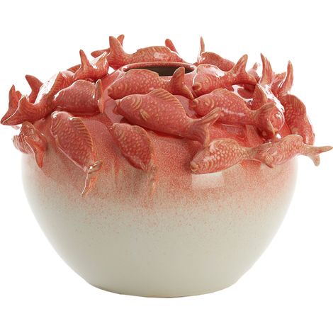 Light & Living Keramik Vase FISH in Koralle + Creme – Ø40x27 cm