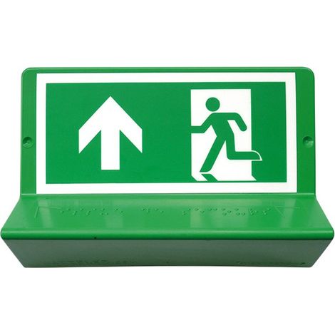 Signalisation en braille "évacuation droit devant"