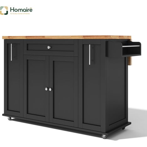 Desserte de cuisine noire avec rangement en mdf 120 x 70 x 87 cm HOMAIRE (1/5)