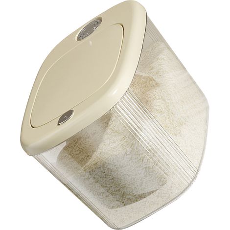 Seau à riz à bouton-poussoir, étanche aux insectes et à l'humidité, de qualité alimentaire, grande taille - blanc crème (1/5)