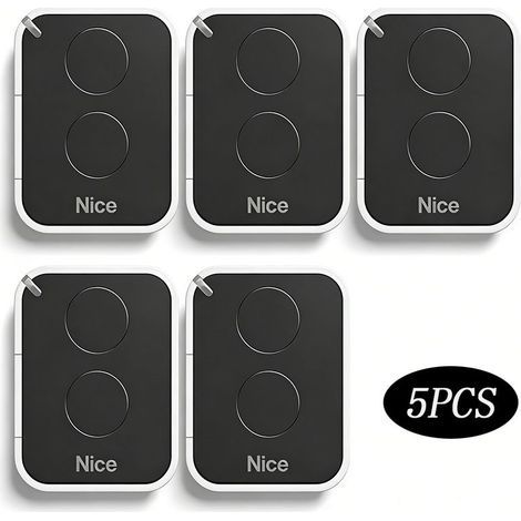 5er-Pack Zweikanal-Fernbedienungen – 433,92 MHz Frequenz – 200 Meter Reichweite – Kompatibel mit NICE-Motoren (1/4)