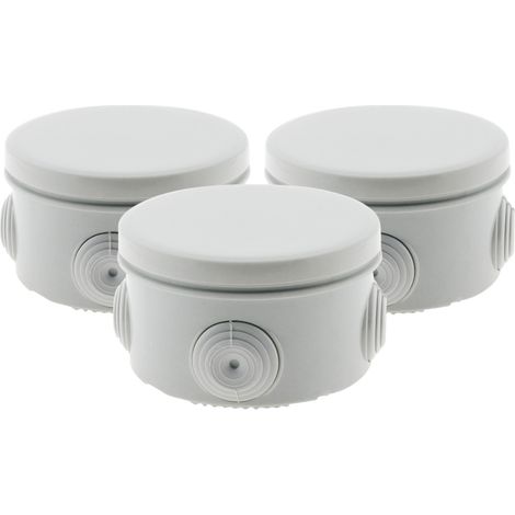 Zenitech – Lot de 3 boîtes de dérivation rondes IP55 Ø80mm – Étanches pour environnements exigeants – Couvercle à 1/4 de tour – Profondeur 40mm (1/5)