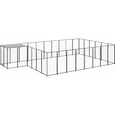 Maison Exclusive - Gabbia per Cani Nera 15,73 m² in Acciaio (1/5)