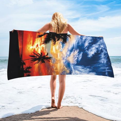 Serviette De Plage En Microfibre - 75 X 150 Cm - Rapide Séchage Sans Sable - Pour Plage Piscine Camping Yoga Voyage - 1 Pièce (1/4)