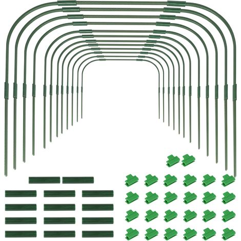 Telaio per serra da giardino in 12 pezzi con clip, kit di cerchi da giardino, tunnel da giardino, 90 x 80 cm, tunnel per serra, tunnel di coltivazione