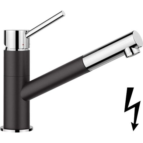 Blanco Kano S - Mitigeur d’évier avec bec extractible, noir/chrome 527652 (1/2)