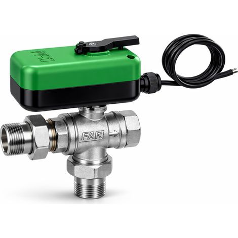 Zonen-Ableitventil 3-Wege, verchromt Elektrischer Stellantrieb FAR 3005 230V - 1"