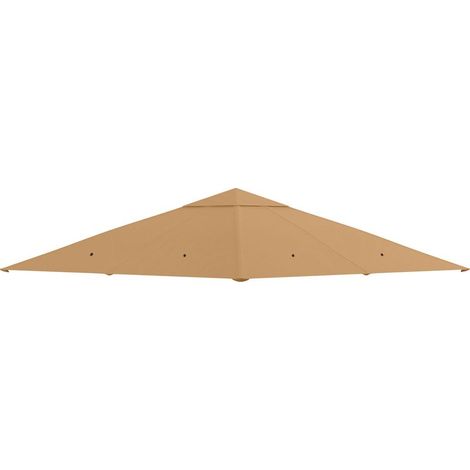 Toile de rechange pour pavillon toit de remplacement gazebo tissu polyester haute densité 180 g/m² anti-UV 3 x 3 m beige (1/5)